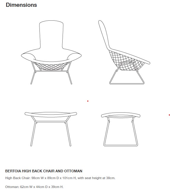 Bertoia High Back Chair
